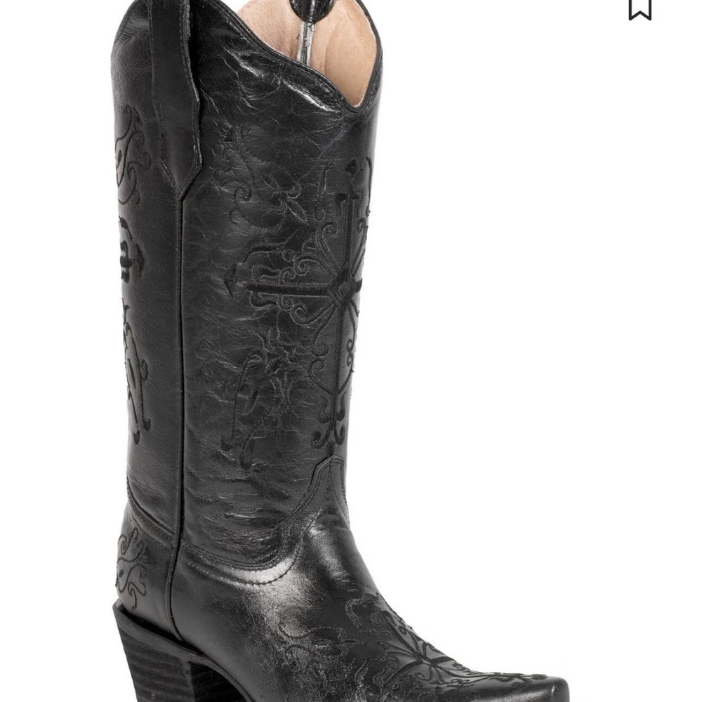 Circle G Black Embroidered Heeled Boots